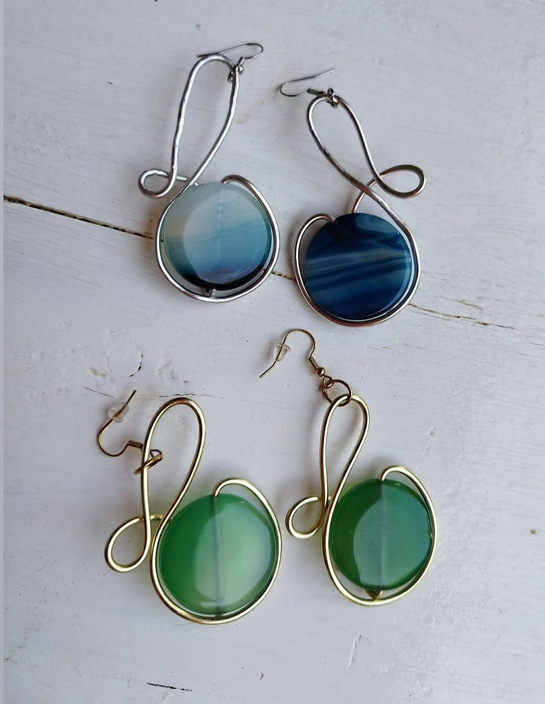 Green big Agate earring