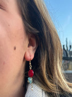 Red and blue Nephrite earrings